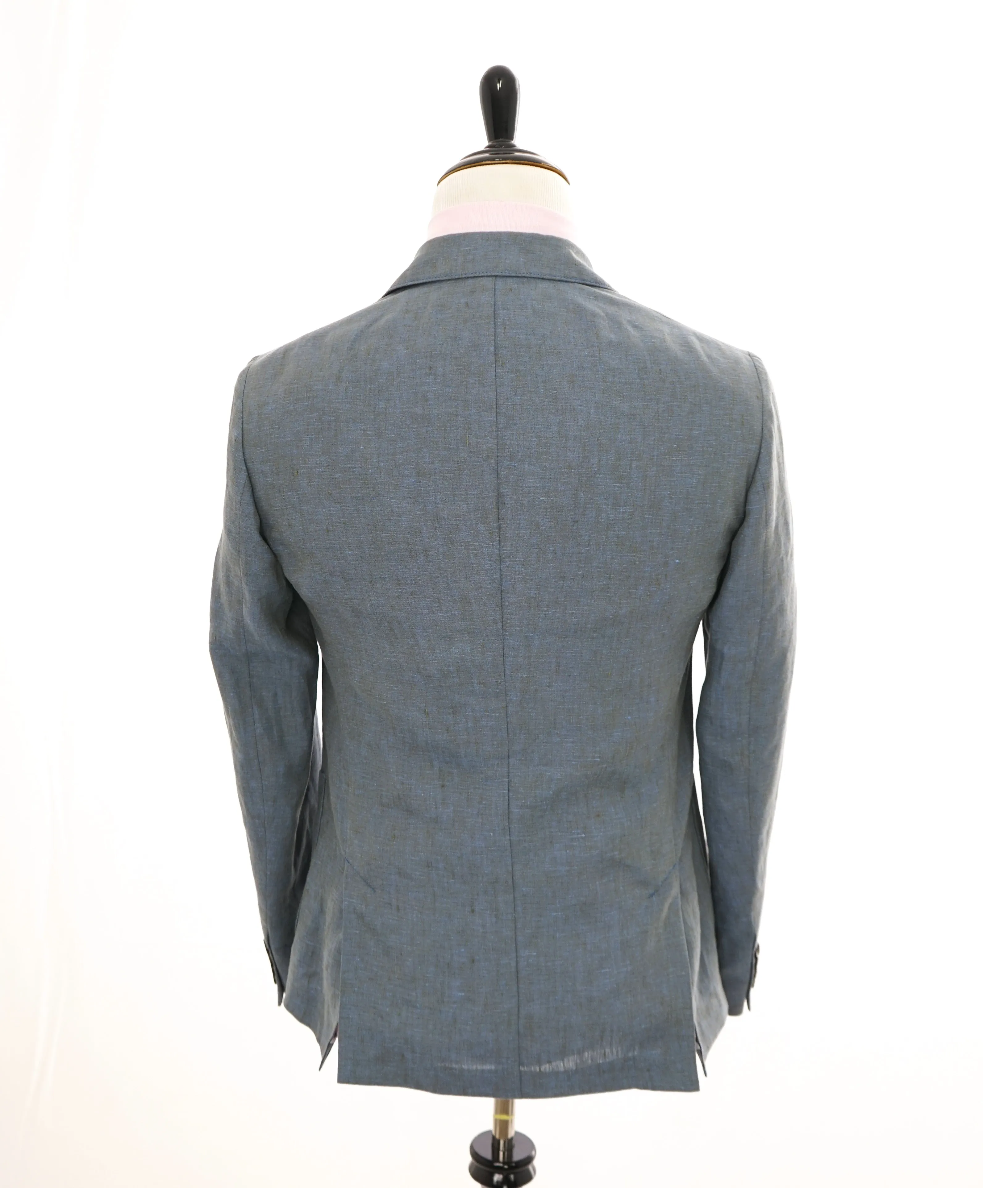ARMANI COLLEZIONI - Medium Blue Melange Semi-Lined Linen Blazer - 36R