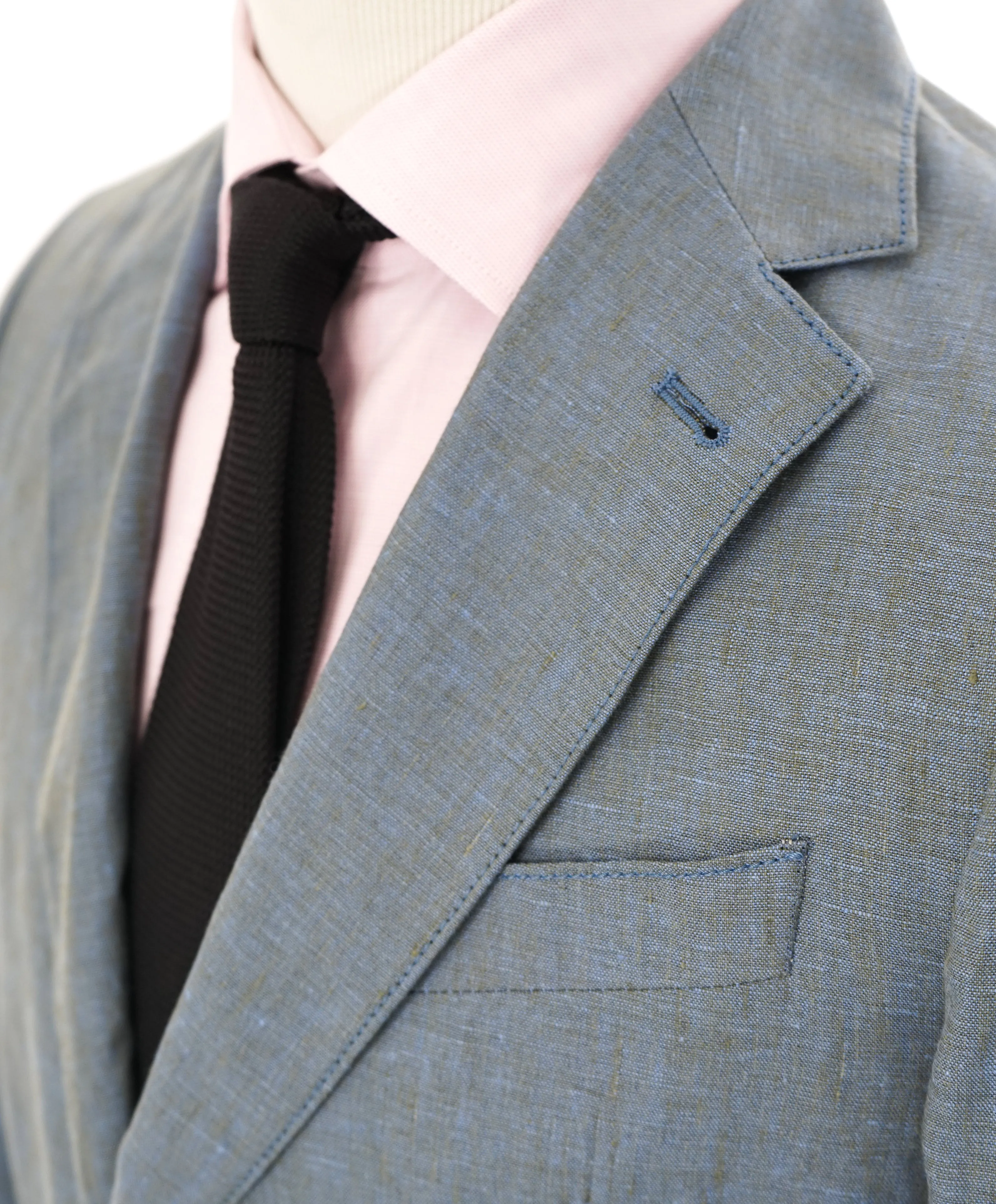 ARMANI COLLEZIONI - Medium Blue Melange Semi-Lined Linen Blazer - 36R