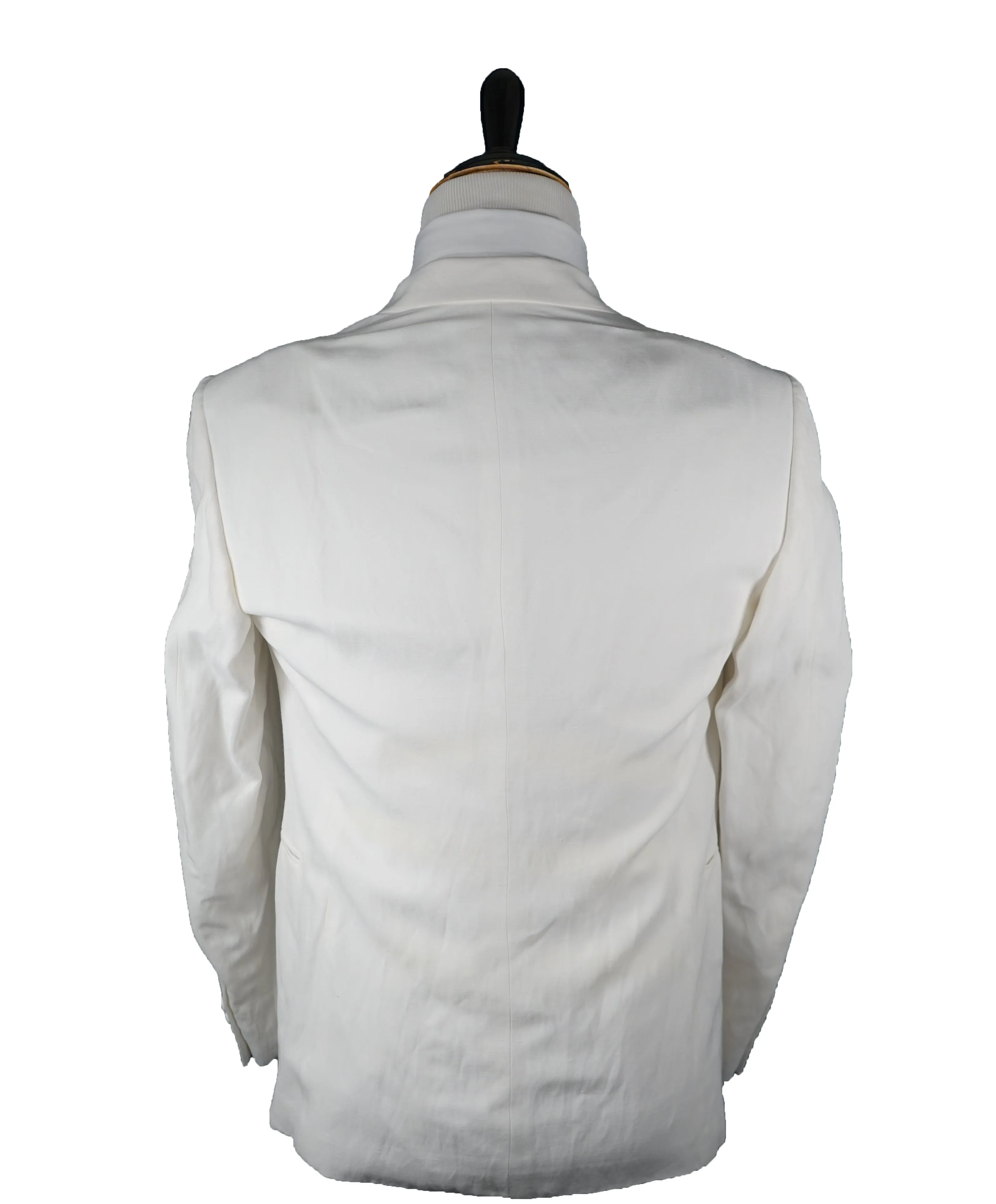 ARMANI COLLEZIONI - Peak Lapel Off White Linen Blend Summer Blazer - 40S