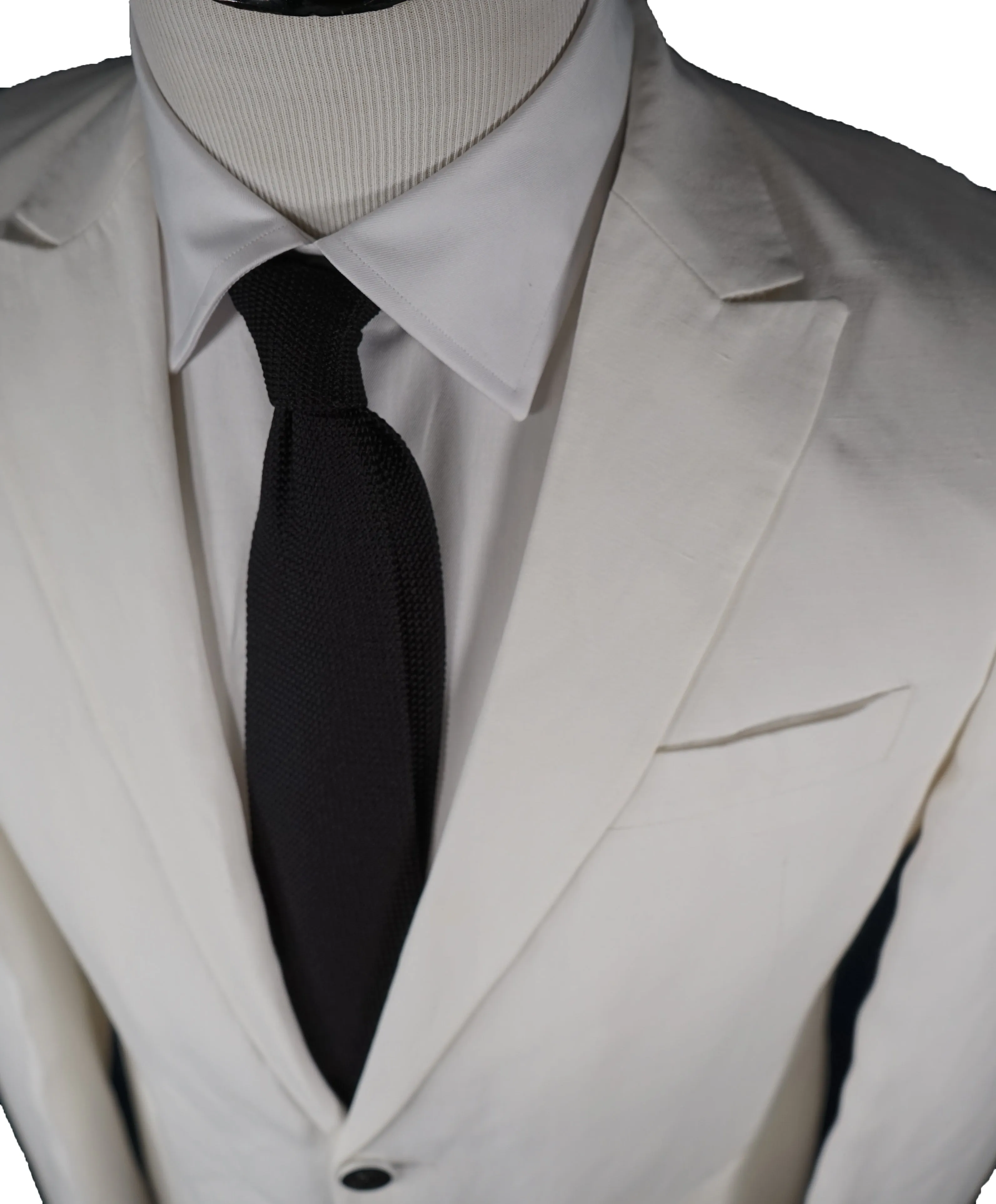 ARMANI COLLEZIONI - Peak Lapel Off White Linen Blend Summer Blazer - 40S