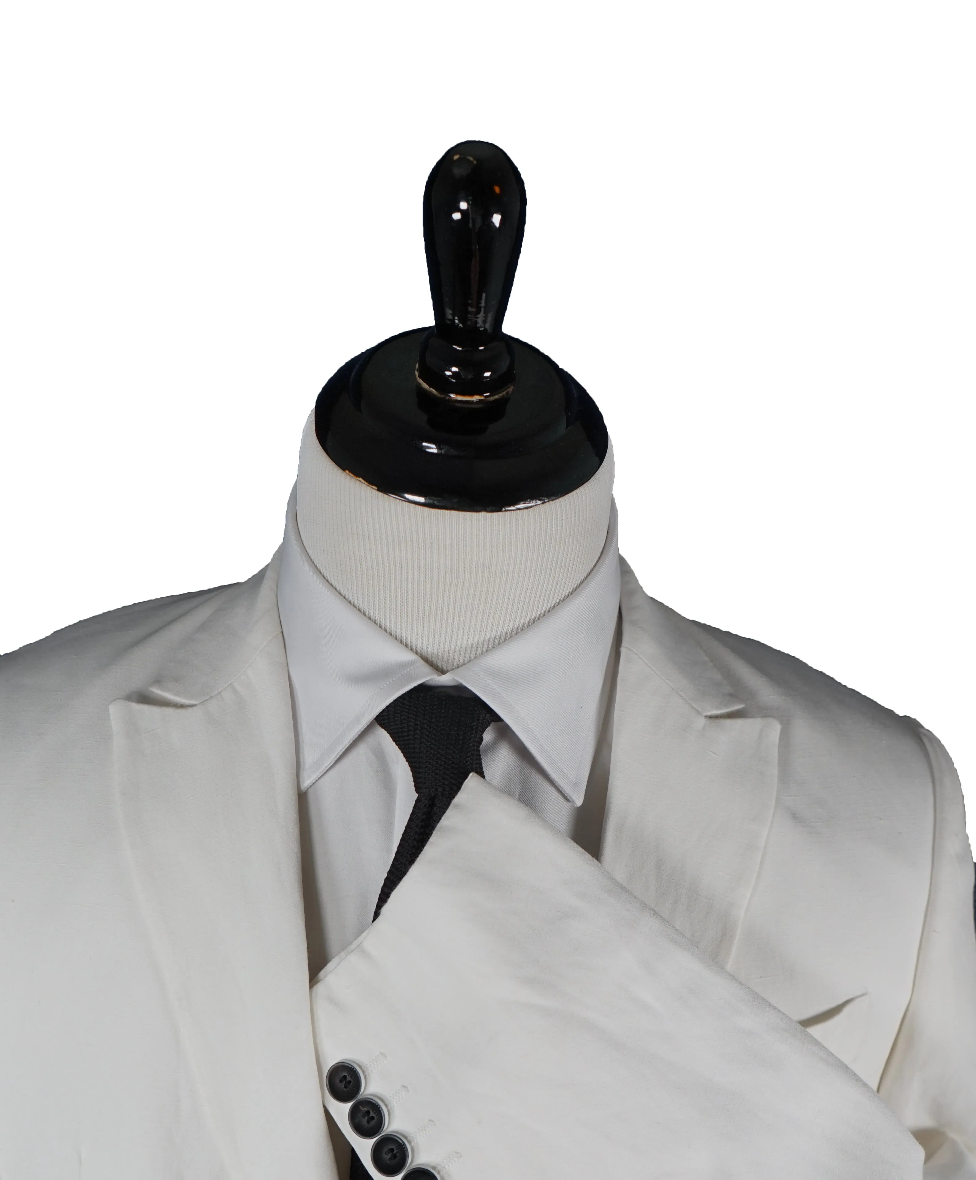 ARMANI COLLEZIONI - Peak Lapel Off White Linen Blend Summer Blazer - 40S