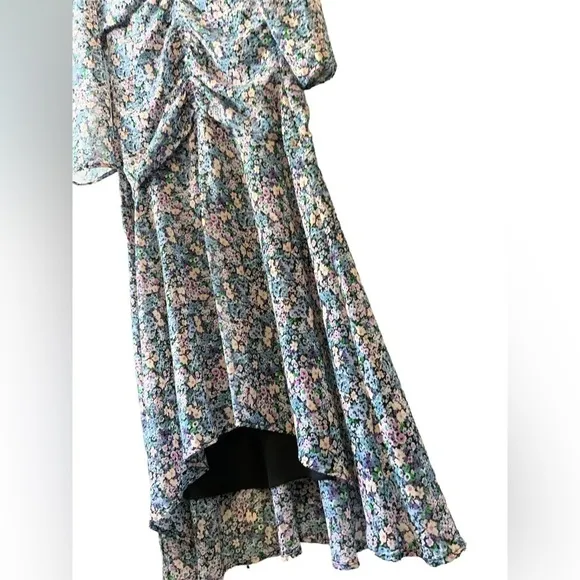 ASTR the Label 🆕 Dress Midi Ruched Front Asymmetric Floral Print Size Medium