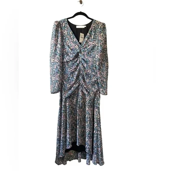 ASTR the Label 🆕 Dress Midi Ruched Front Asymmetric Floral Print Size Medium