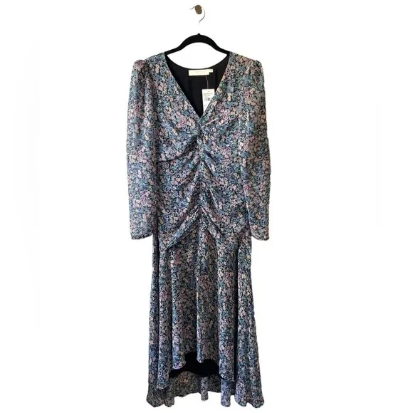 ASTR the Label 🆕 Dress Midi Ruched Front Asymmetric Floral Print Size Medium