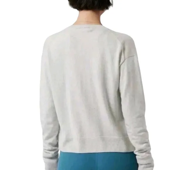 Athleta Light Weight Cardigan Sweater Gray V Neck Wool Blend Size M