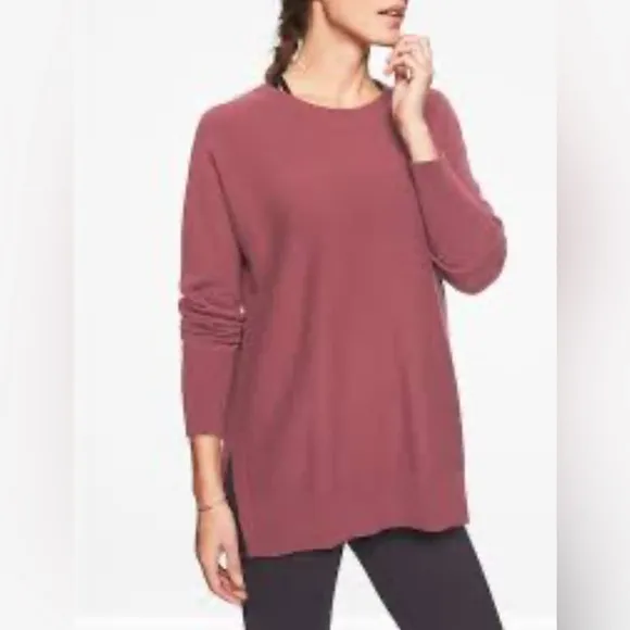 ATHLETA WOOL CASHMERE STARGAZER PULLOVER CREWNECK SWEATER MAUVE BOHO SIZE MEDIUM