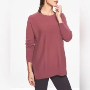 ATHLETA WOOL CASHMERE STARGAZER PULLOVER CREWNECK SWEATER MAUVE BOHO SIZE MEDIUM