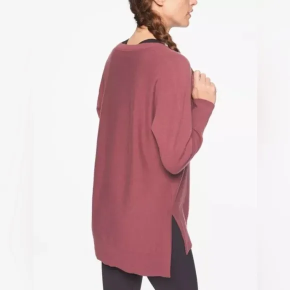 ATHLETA WOOL CASHMERE STARGAZER PULLOVER CREWNECK SWEATER MAUVE BOHO SIZE MEDIUM