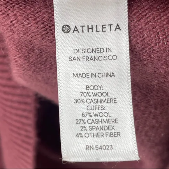 ATHLETA WOOL CASHMERE STARGAZER PULLOVER CREWNECK SWEATER MAUVE BOHO SIZE MEDIUM