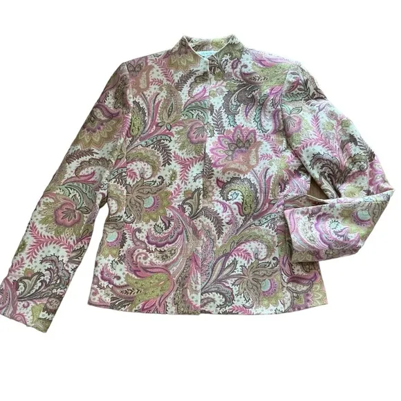 Austin Reed London New York pink paisley print tailored blazer boho corduroy 4P