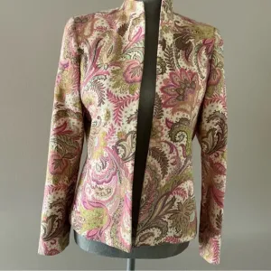 Austin Reed London New York pink paisley print tailored blazer boho corduroy 4P