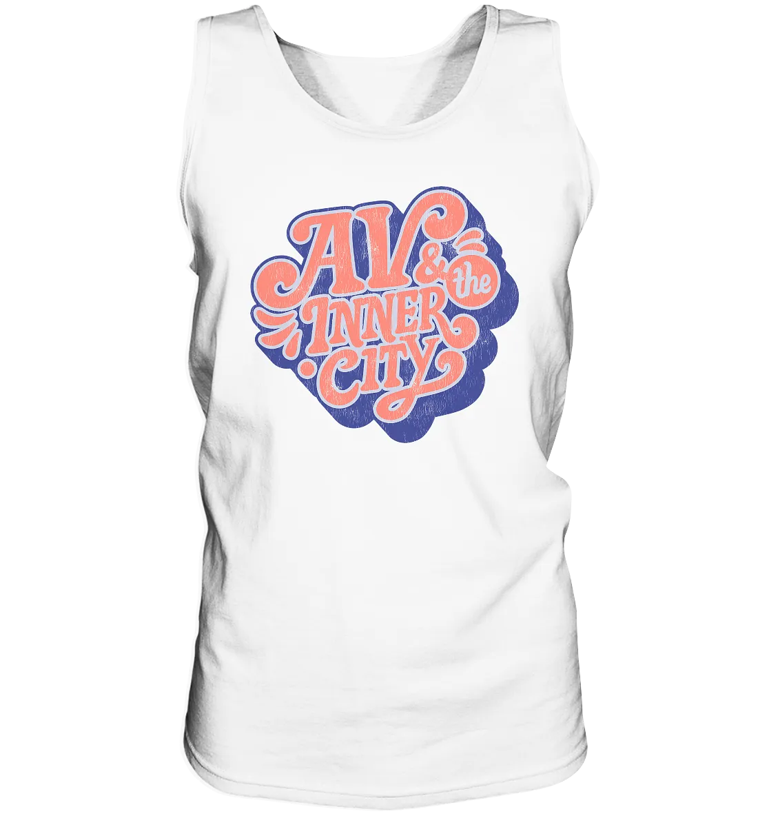 AV & the Inner City / Premium Men's Tank with Orange and Blue Logo