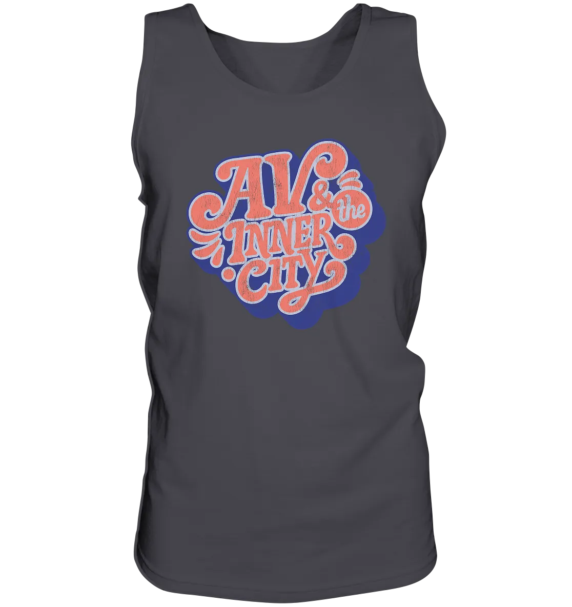 AV & the Inner City / Premium Men's Tank with Orange and Blue Logo