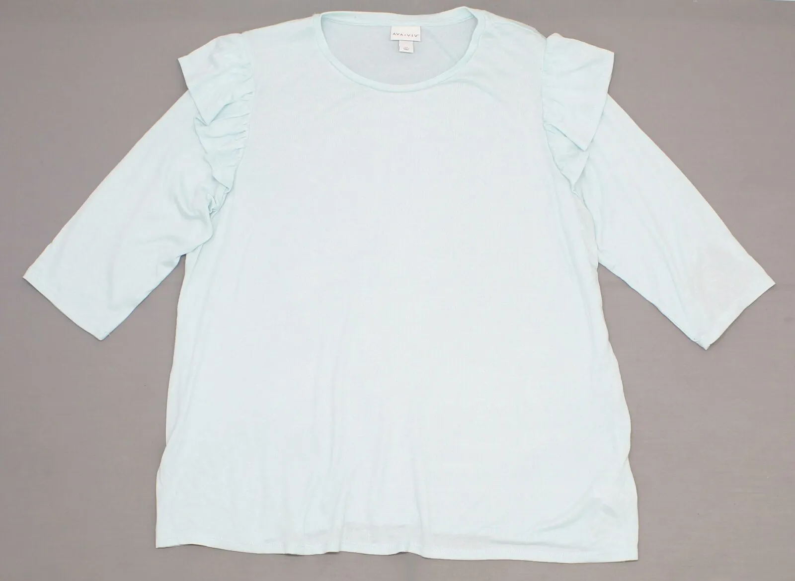 Ava & Viv Women's Plus Size Ruffle Shoulder Fine Gauge Sweater