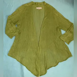 AVENUE sweater open front waterfall cardigan long sleeve crochet knit size 18-20