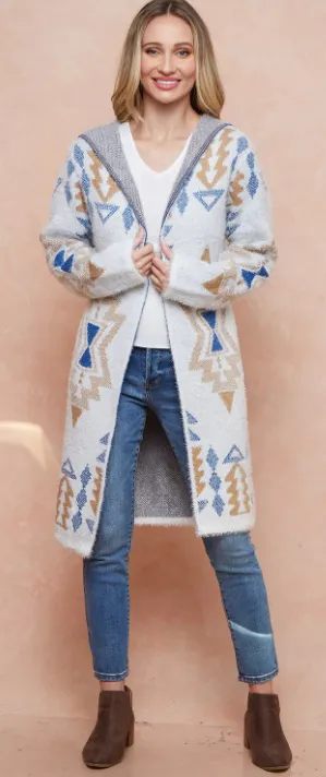 Aztec Hooded Cardigan