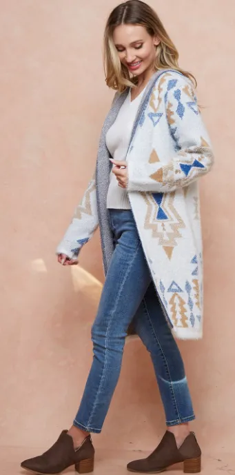 Aztec Hooded Cardigan