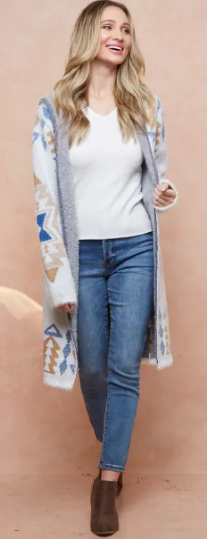 Aztec Hooded Cardigan