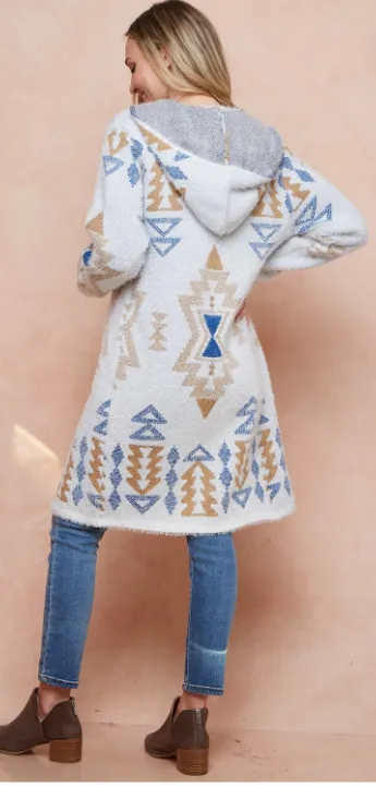 Aztec Hooded Cardigan