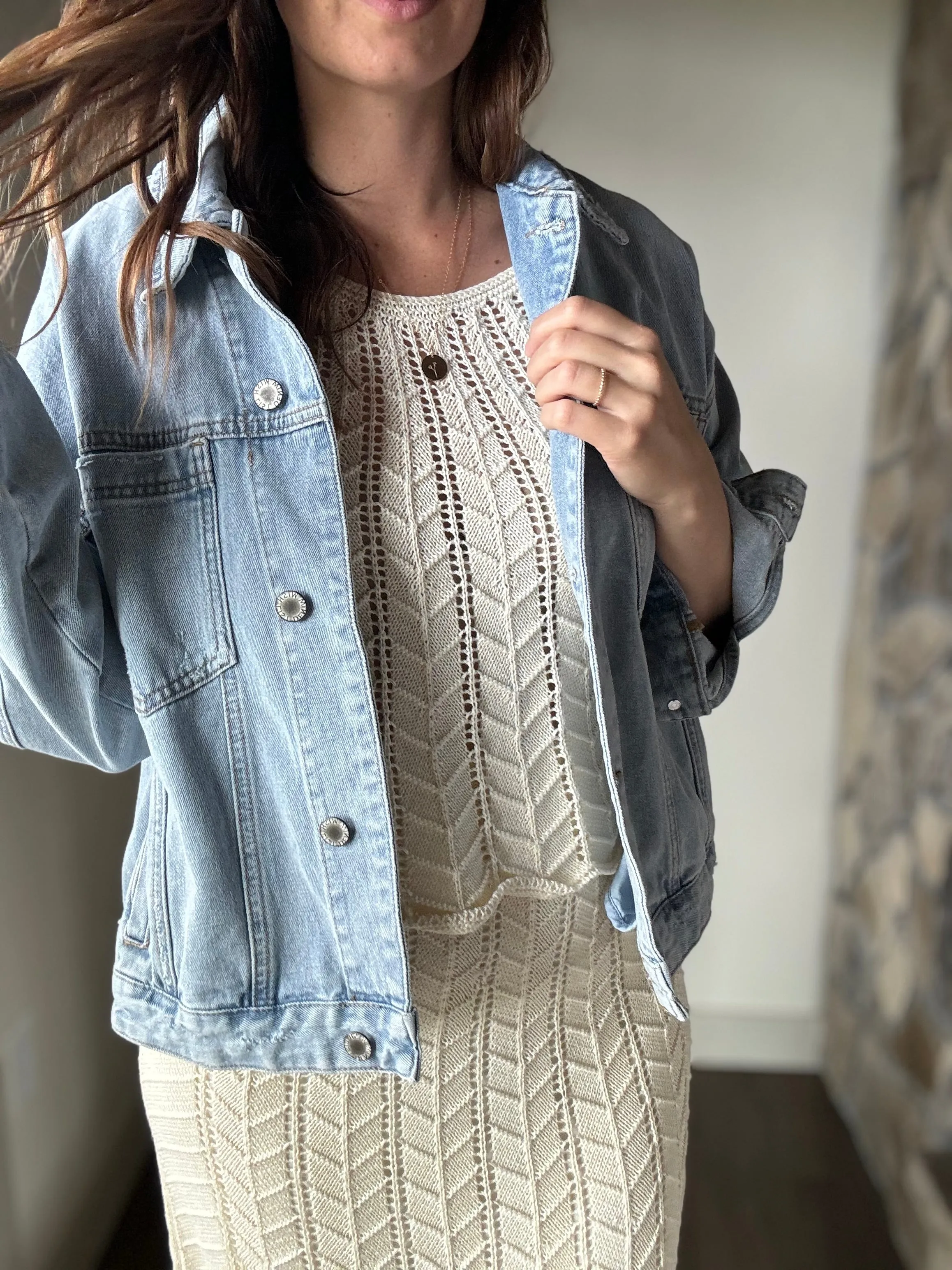 baby chevron pointelle sweater tank