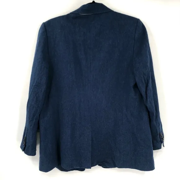 BANANA REPUBLIC Boyfriend Fit Linen Blend Blazer 6 Double Breasted Blue Summer