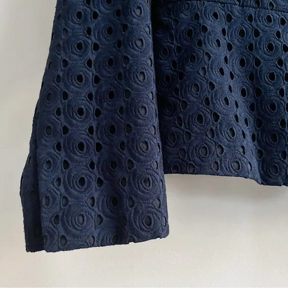 [banana republic] petite cotton eyelet blazer navy blue 10P