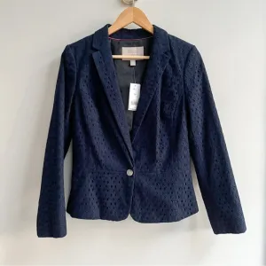 [banana republic] petite cotton eyelet blazer navy blue 10P