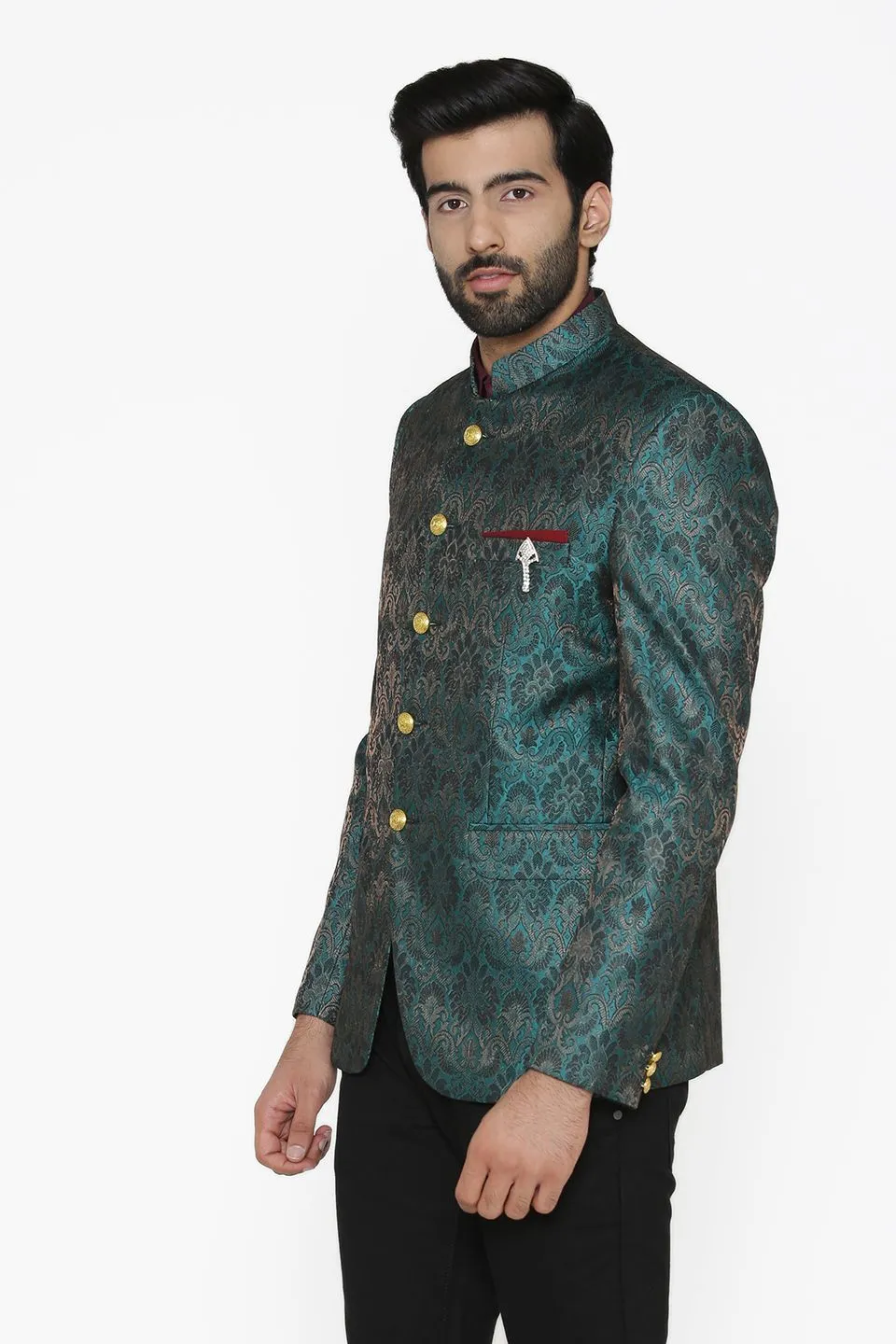 Banarasi Rayon Cotton Green Blazer