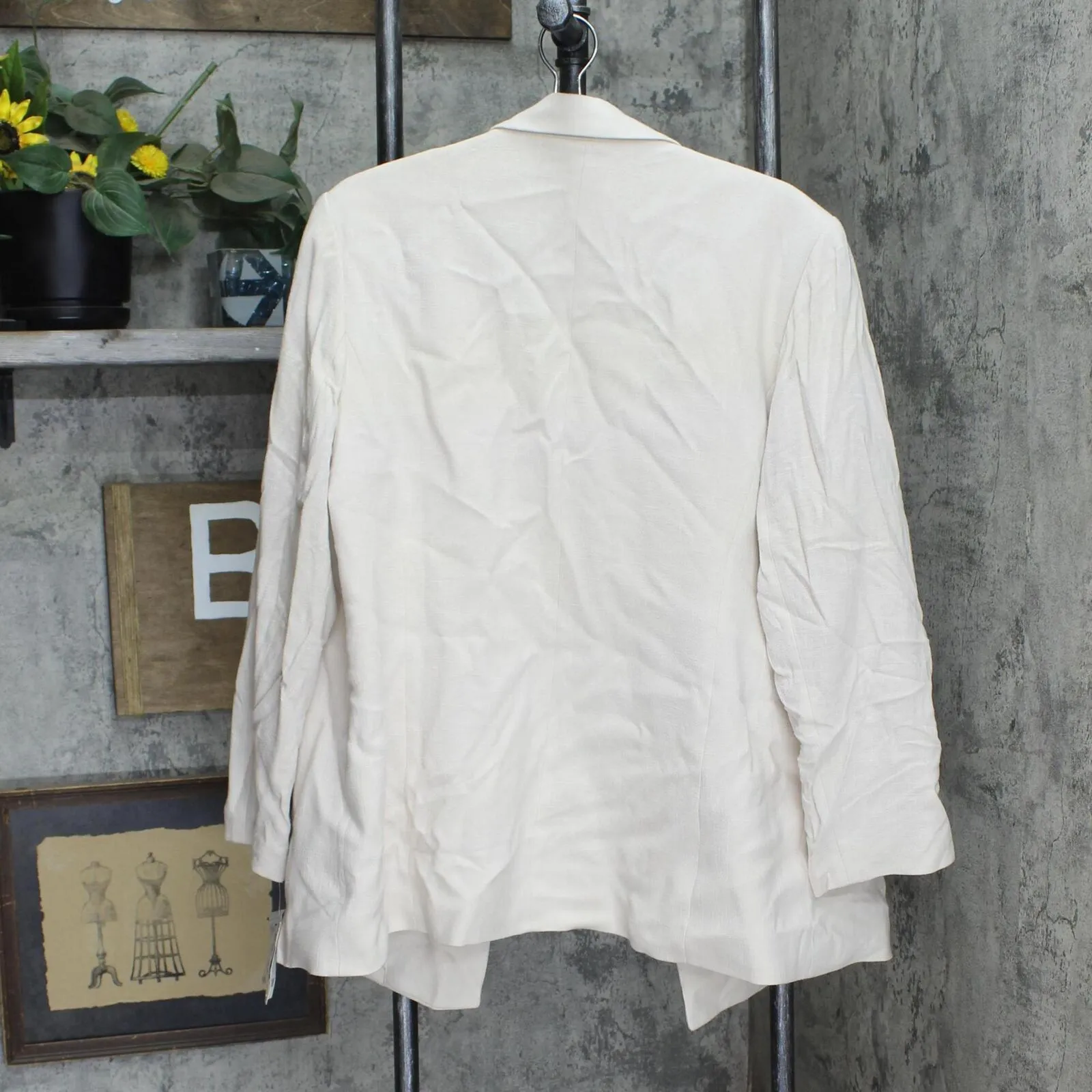 Bar III Womens Open Front Plus Size Linen Faux-Double-Breasted Blazer 10866867