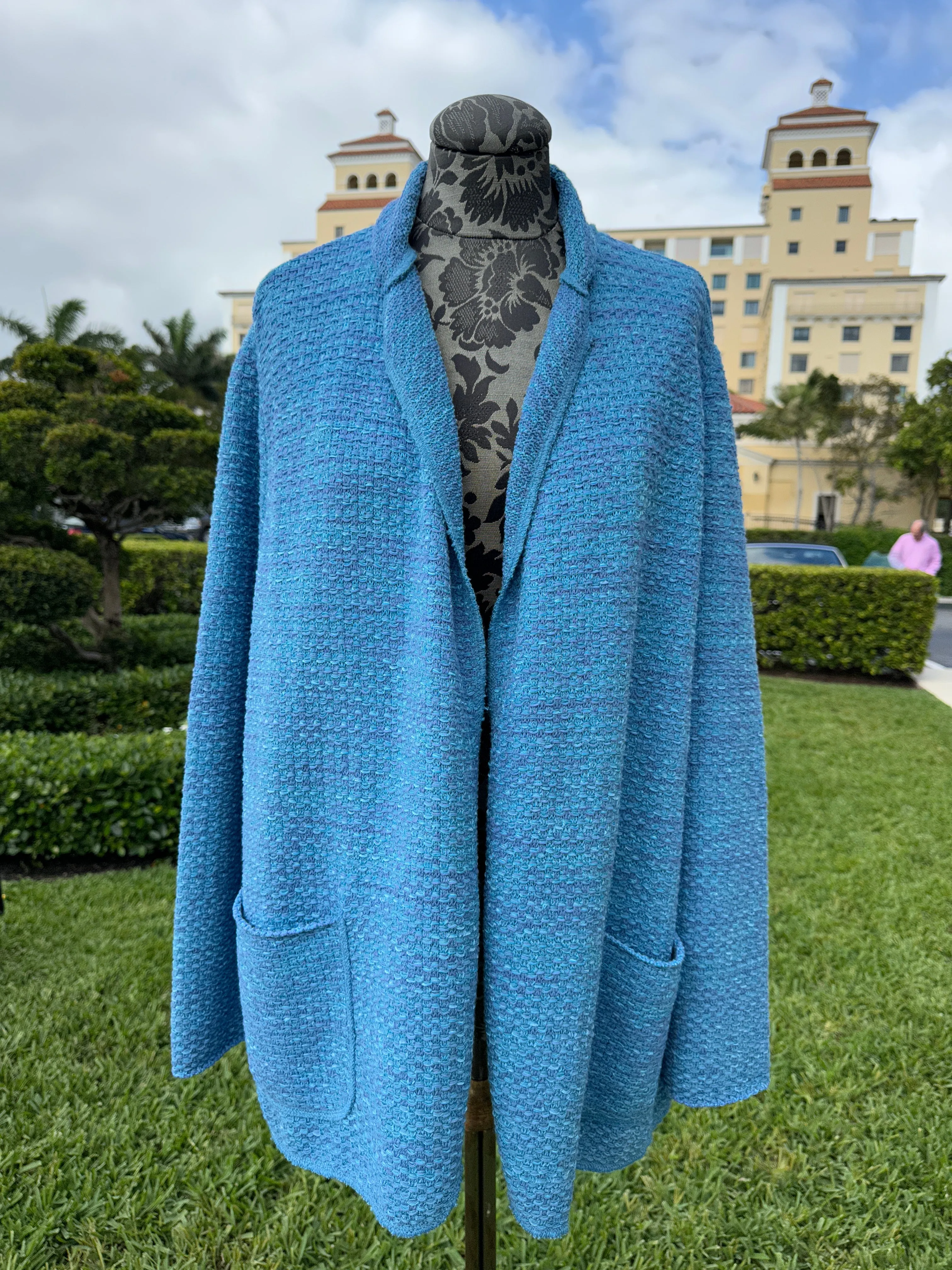 Base Milano Open Knit Sweater in Blue