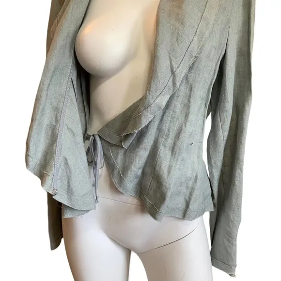 BCBGMaxAzria Light Blue Christian The Wrap Linen Jacket Blazer sz M NWT $282