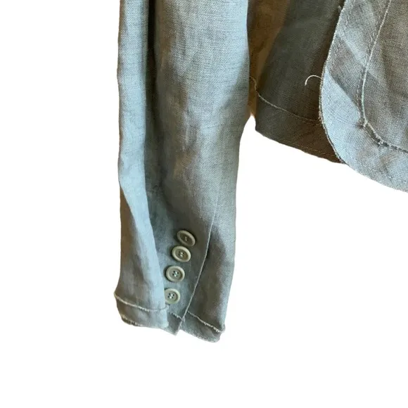 BCBGMaxAzria Light Blue Christian The Wrap Linen Jacket Blazer sz M NWT $282