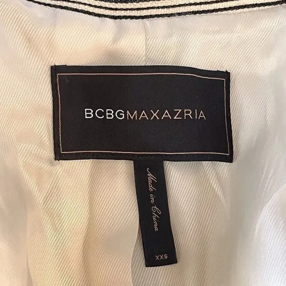 BCBGMaxazria striped beaded neckline Martine 1 button blazer work career XXS