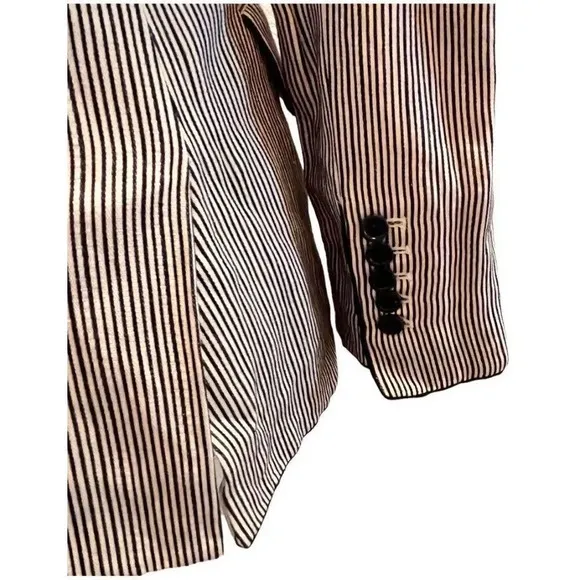 BCBGMaxazria striped beaded neckline Martine 1 button blazer work career XXS