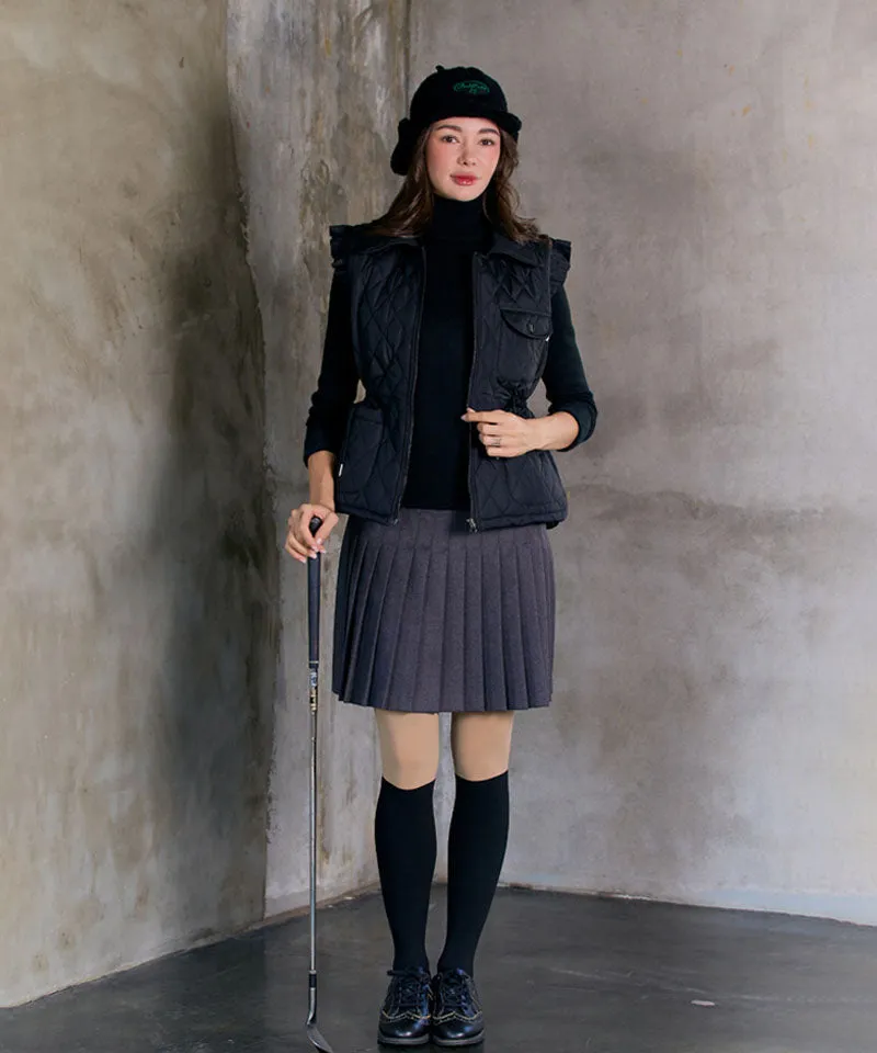 BENECIA 12 Frill Quilted Vest - Black