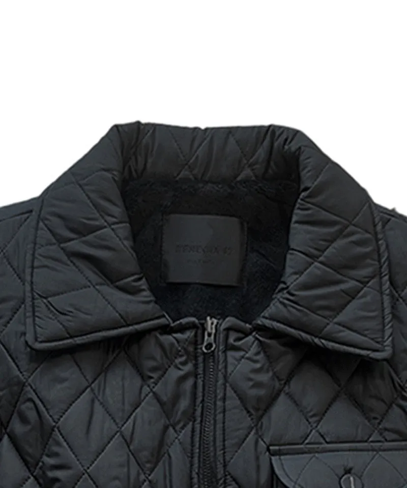 BENECIA 12 Frill Quilted Vest - Black