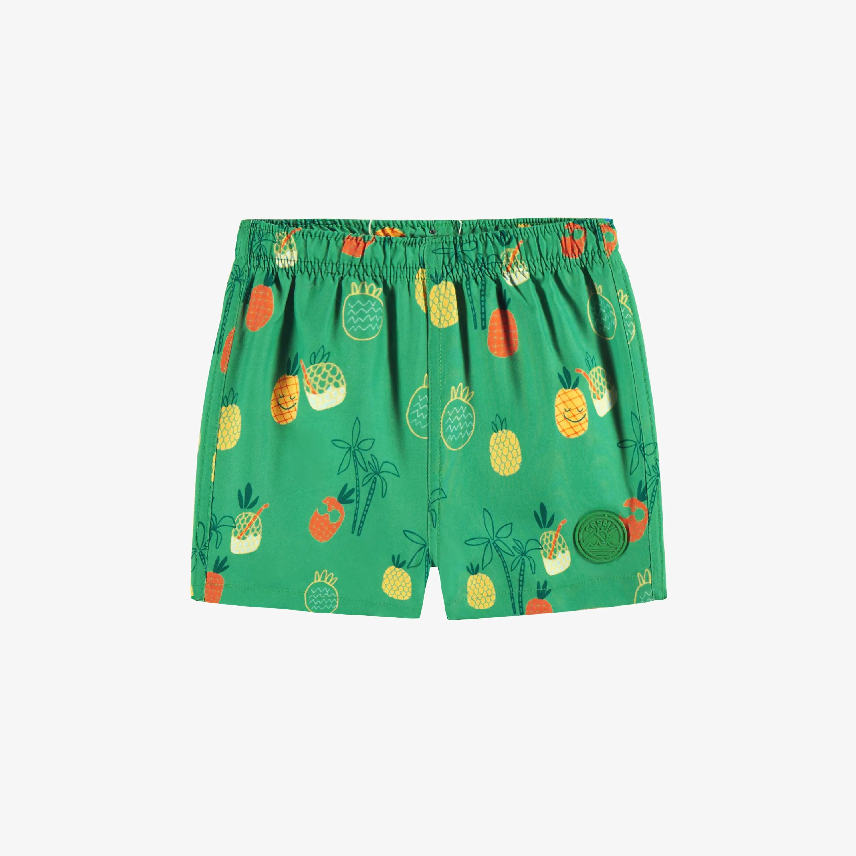 Bermuda de bain vert à motifs de fruits, bébé || Green swim shorts with fruit all over print, baby