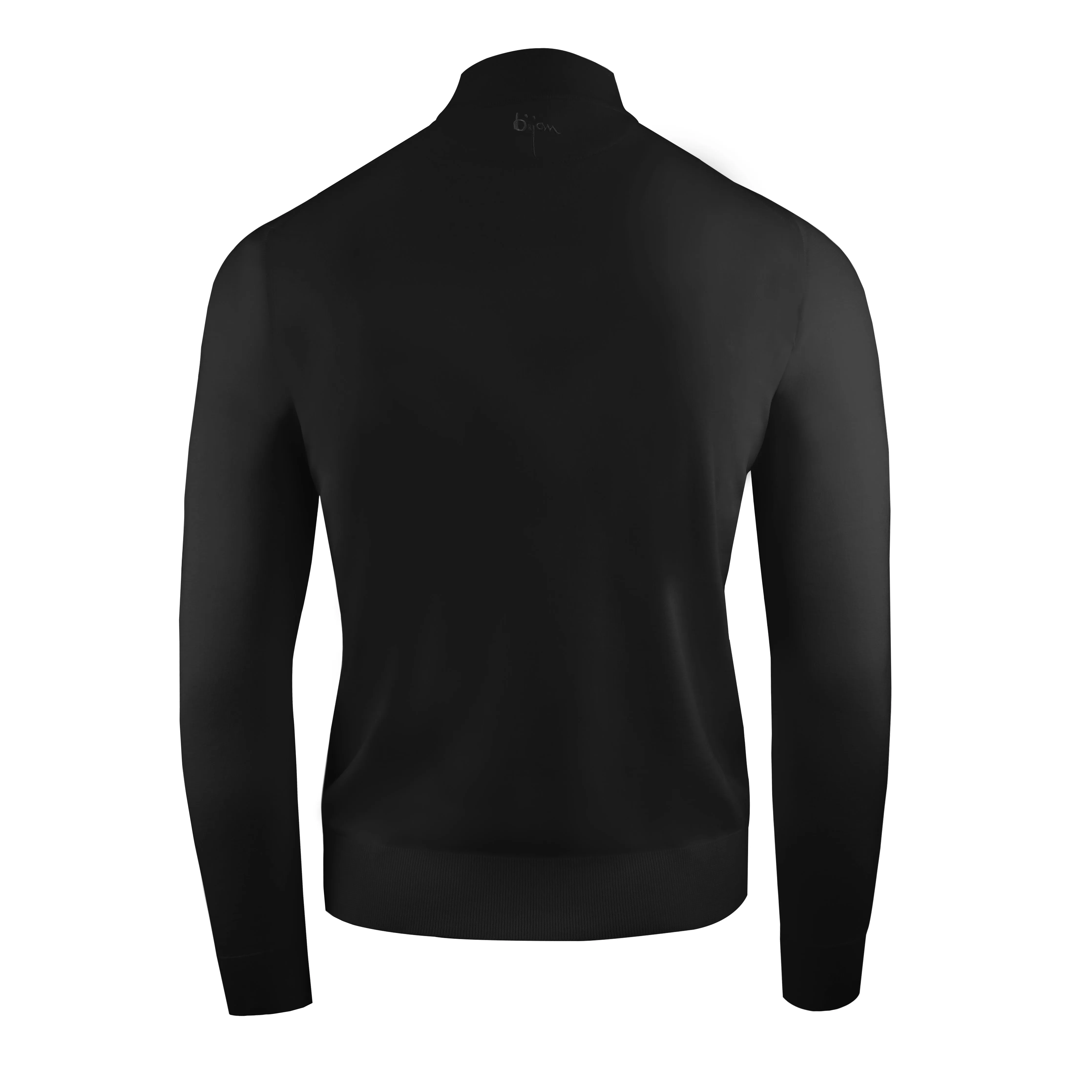 Black Cashmere and Silk Mock Neck Sweater