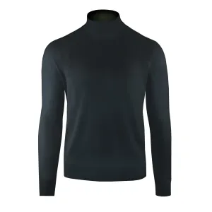Black Cashmere and Silk Mock Neck Sweater