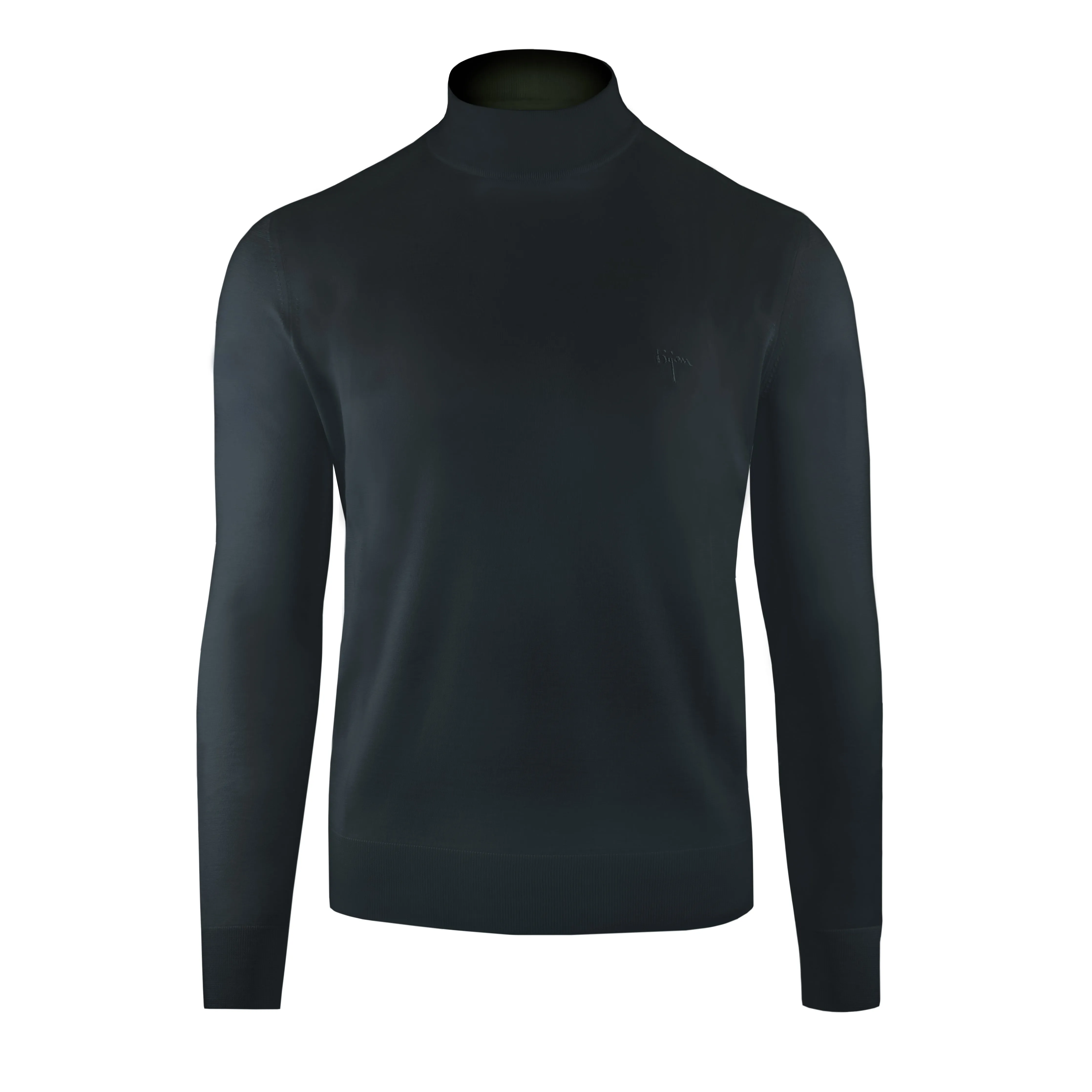 Black Cashmere and Silk Mock Neck Sweater