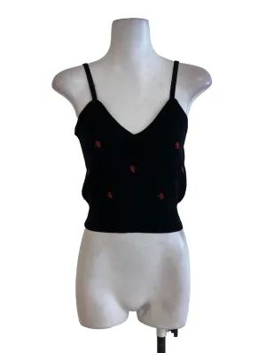 Black Floral Knit Top