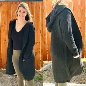 Black Hooded Cardigan