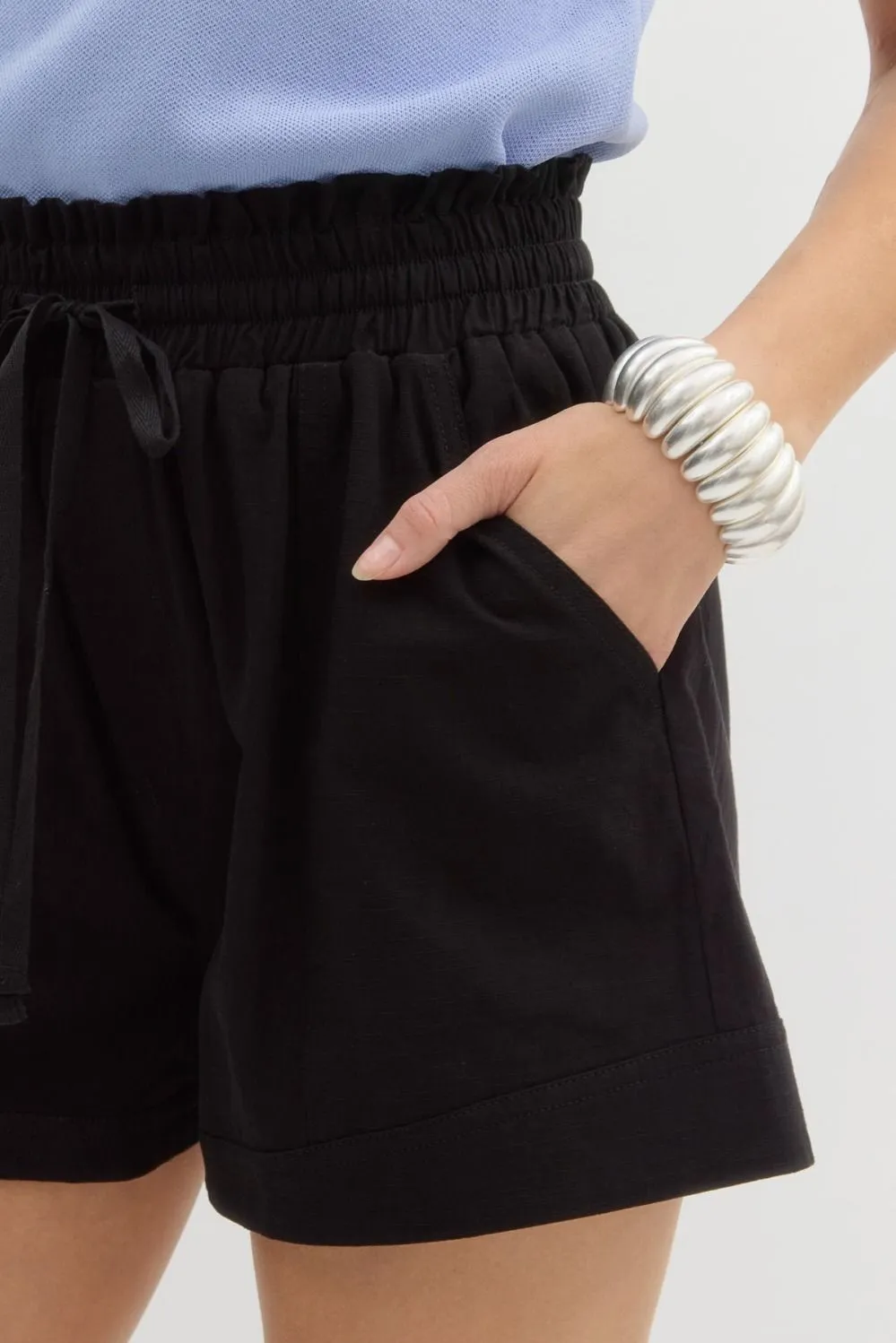 Black Paper Bag Shorts