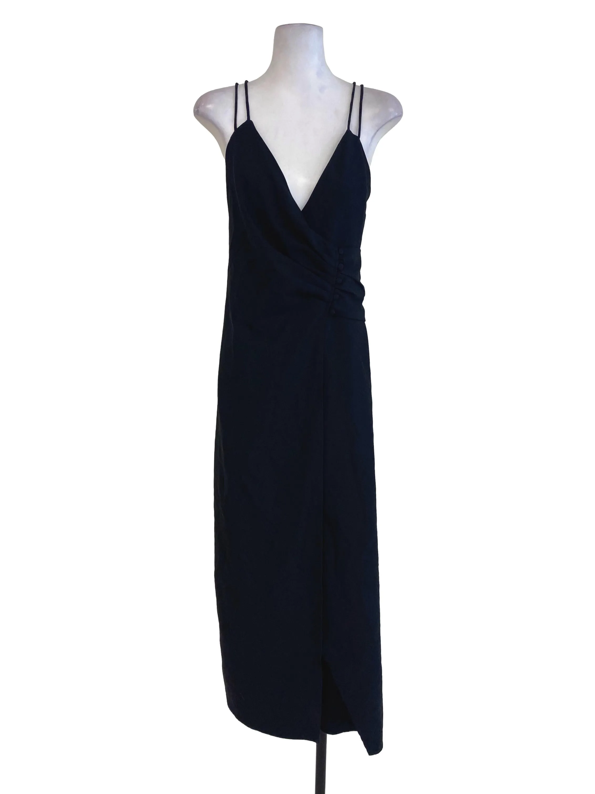Black Plain Wrap Dress