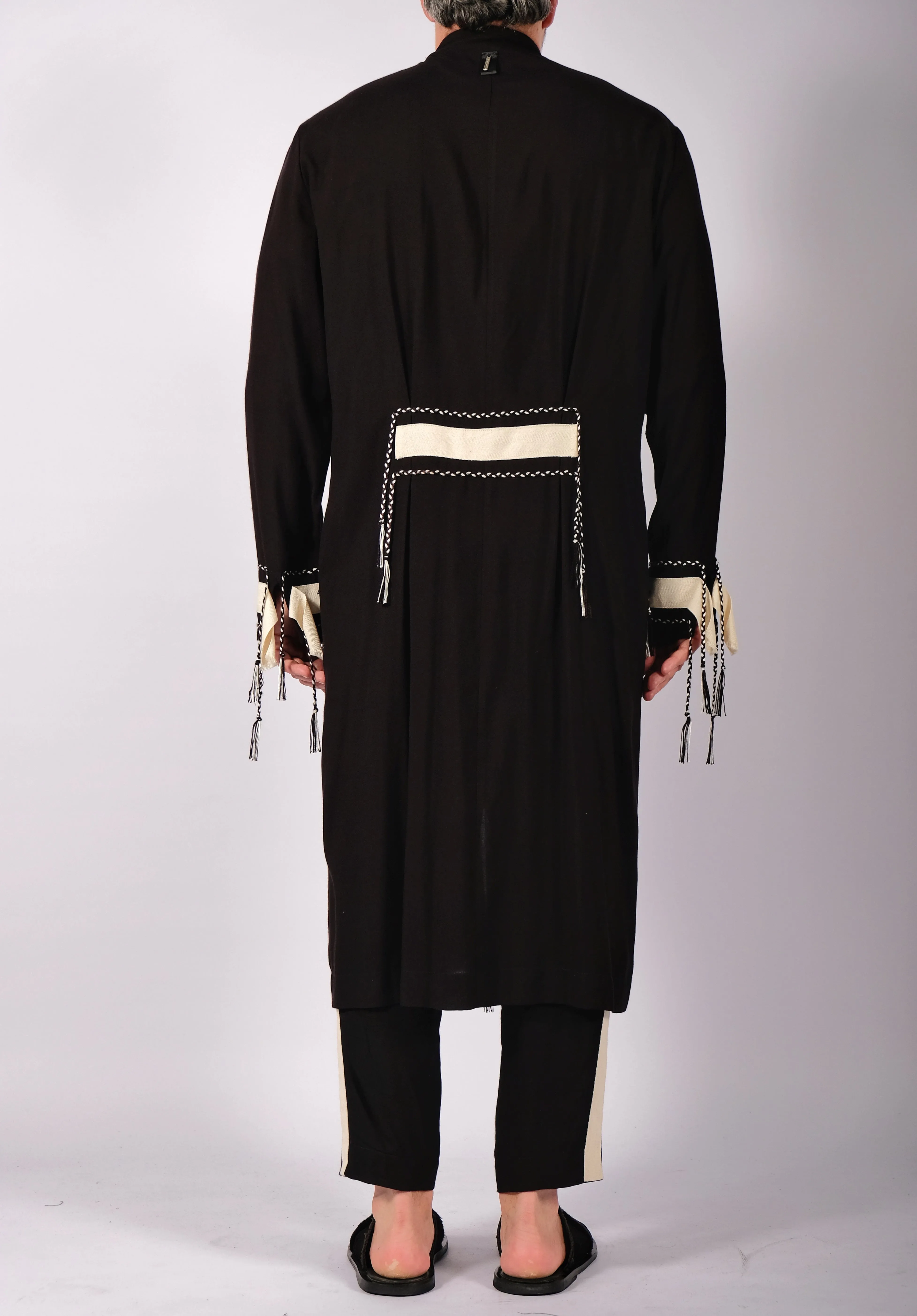 Black Washed Cotton Robe Midi