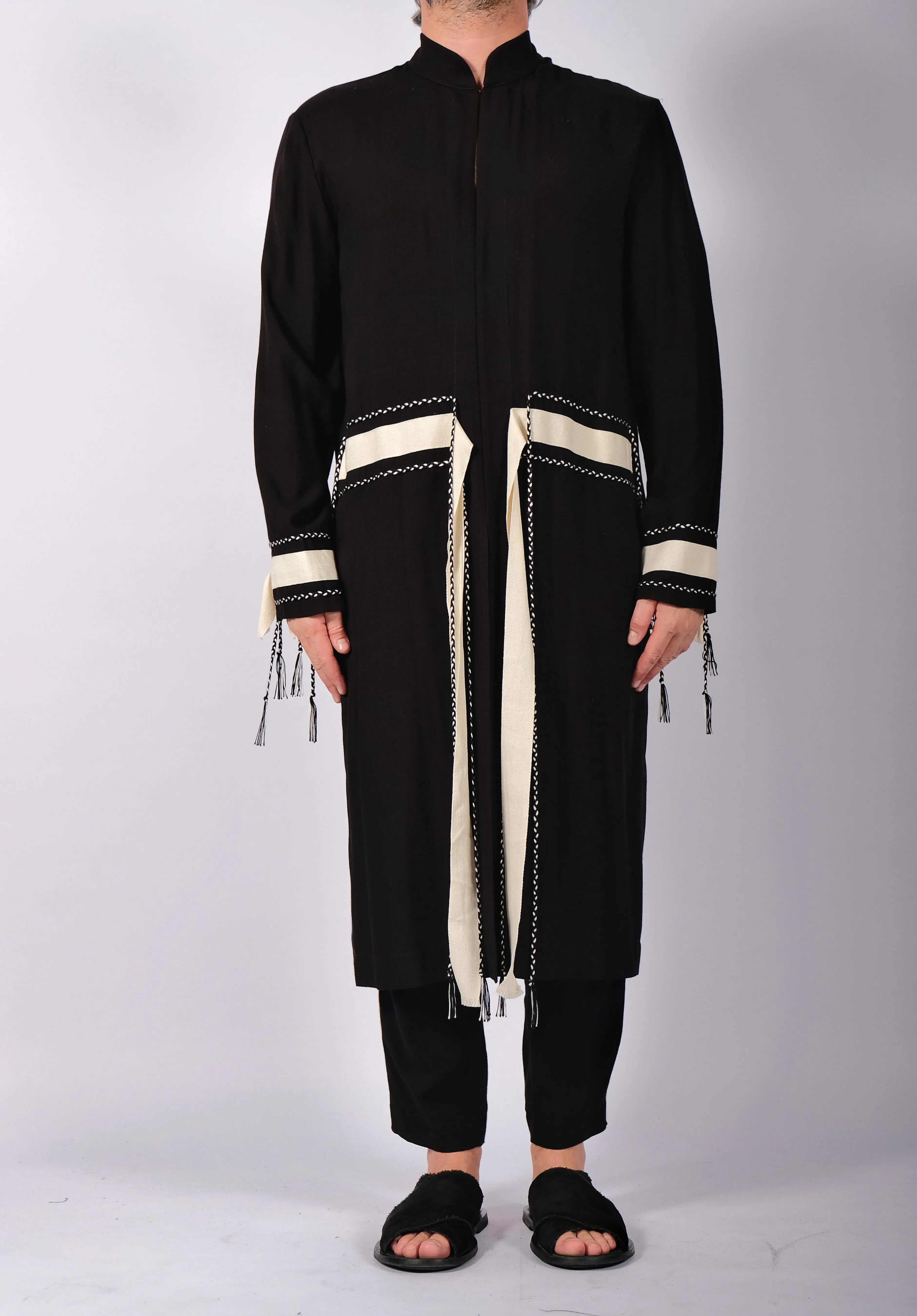 Black Washed Cotton Robe Midi