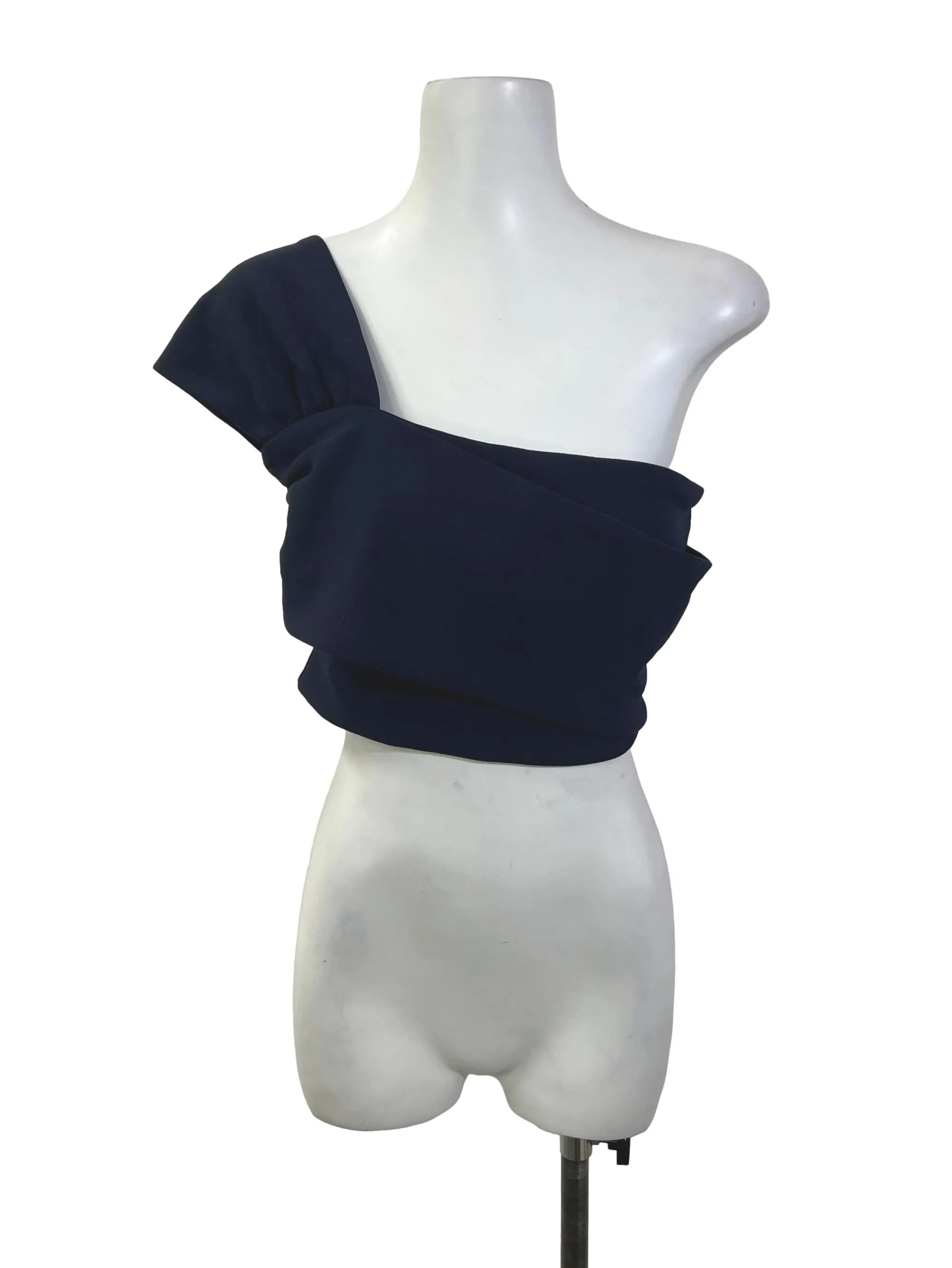 Blue Asymmetrical Neckline Top