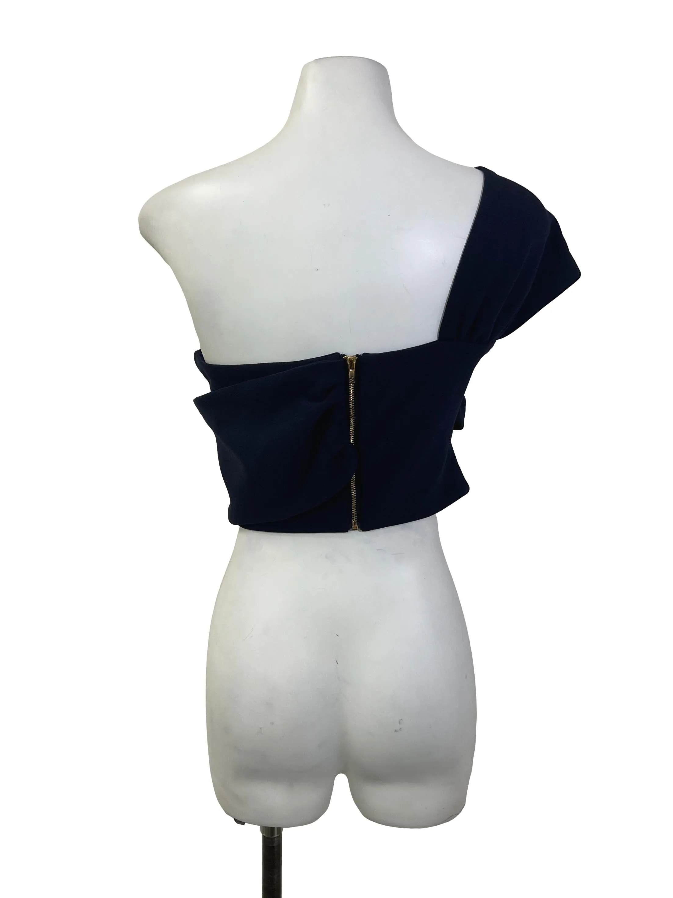 Blue Asymmetrical Neckline Top