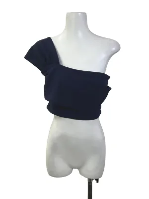 Blue Asymmetrical Neckline Top