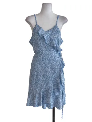 Blue Floral Wrap Dress